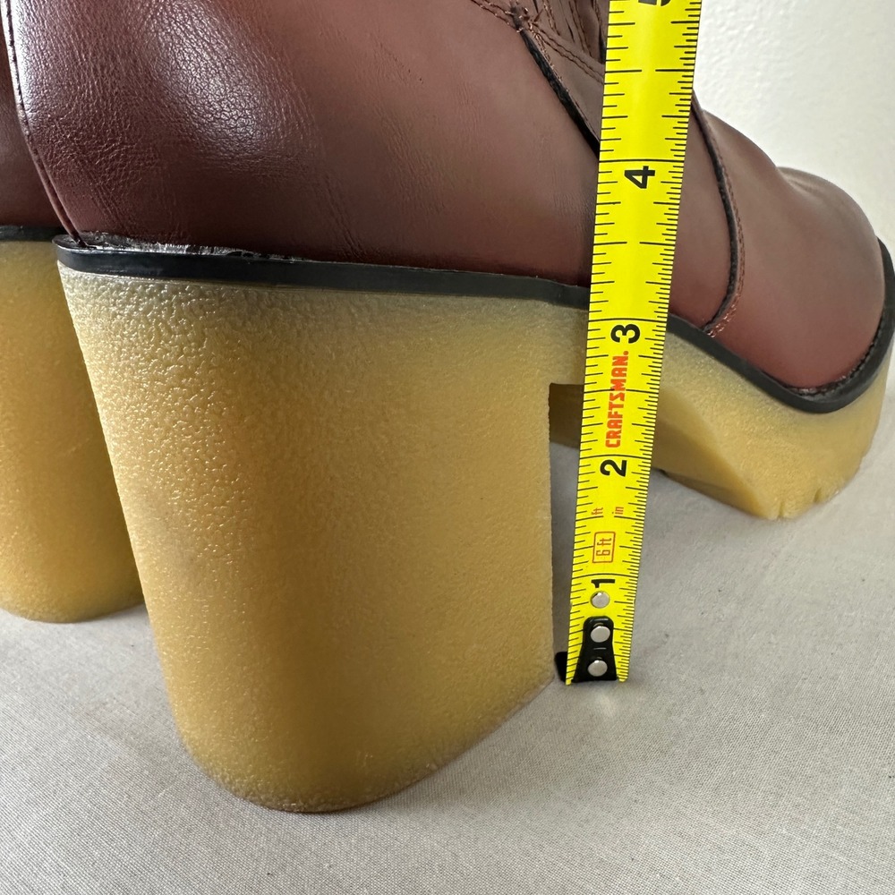 Sun + Stone Women's 11 Lennii Platform Ankle Boots Burgundy Lug Sole Block Heel - Picture 5 of 10